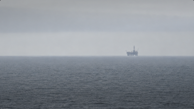 Offshore platform on a calm grey sea